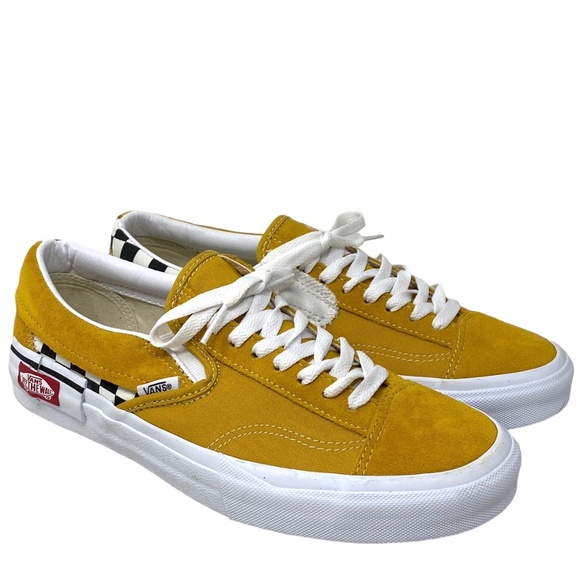 VANS Slip On Sneakers Yellow Suede Check Shoes For Men Skate Custom ALSU01256 - Picture 2 of 11